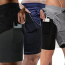 Kit 3 Shorts Masculino com forro de compressão